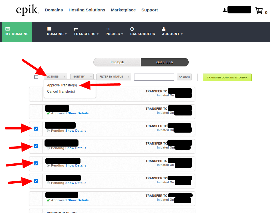 Epik approve multiple transfers out of Epik
