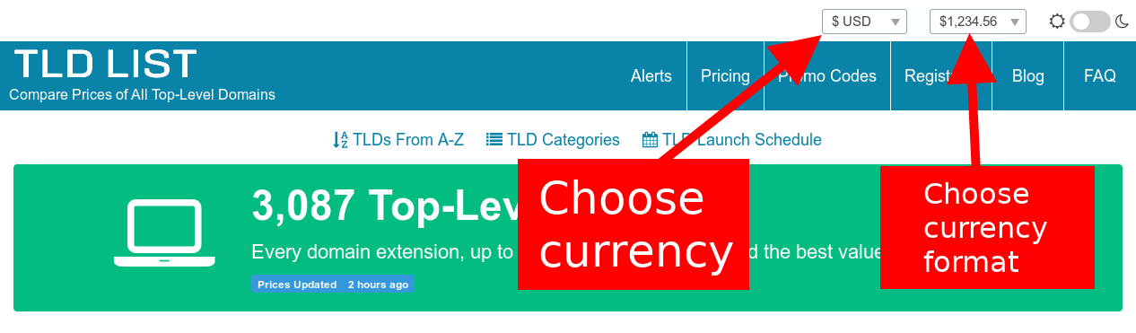 tld-list.com dark theme